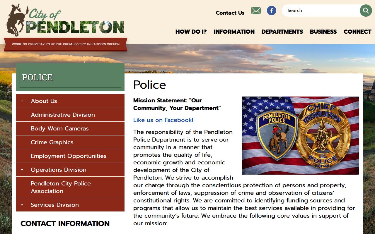 Pendleton criminal records and Police Department source