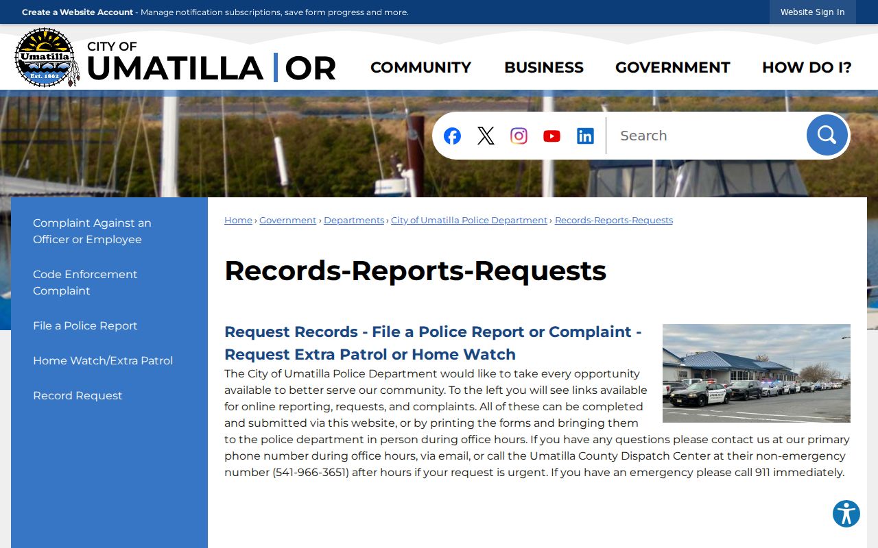 Umatilla criminal records and Police Department records hub