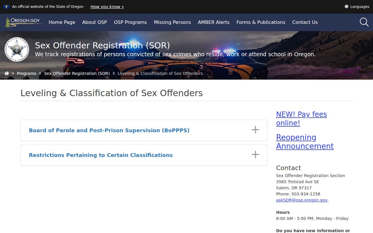 Umatilla County sex offender lookup and Oregon registry laws
