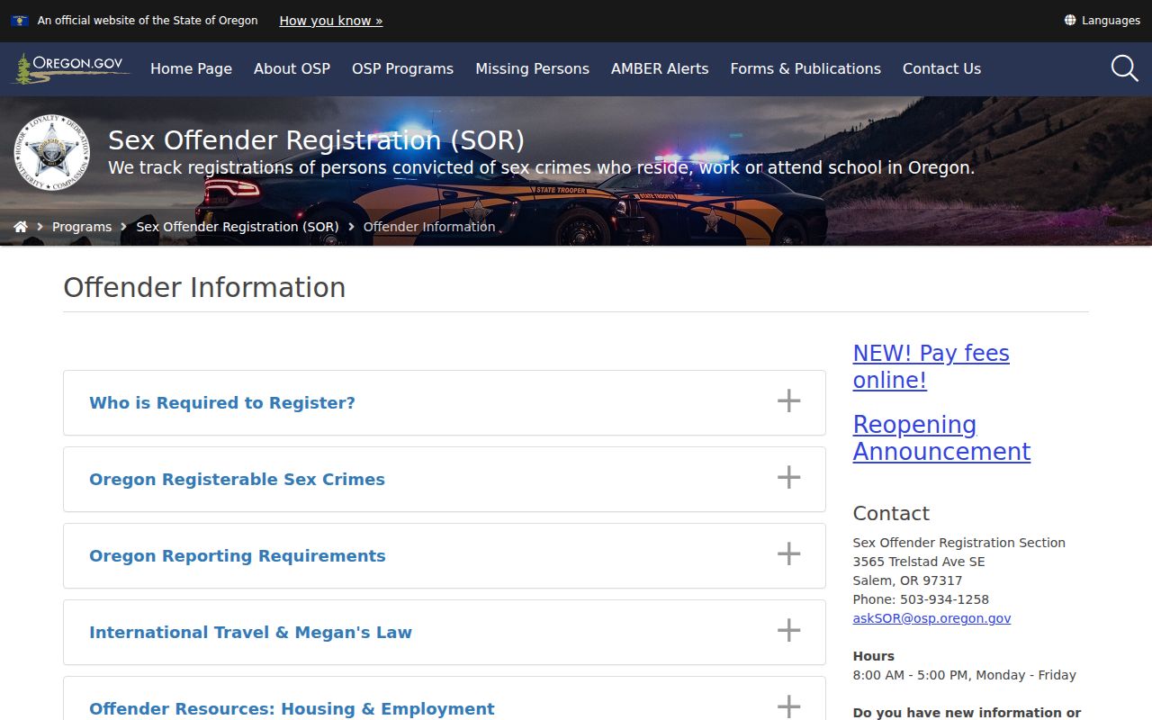 Umatilla County sex offender records and registrable offense rules